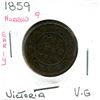 Image 1 : 1859 (Narrow 9) Victoria Large One Cent Coin (VG)