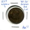 Image 1 : 1859 Victoria Large One Cent Coin (Narrow 9, VF-20 Rotated Die Cor)
