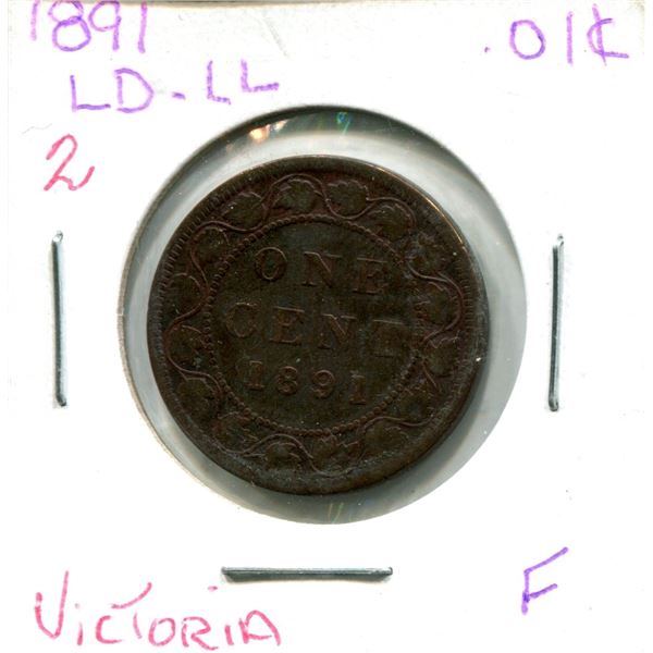 1891 (F) (LD-LL) Victoria Large One Cent Coin
