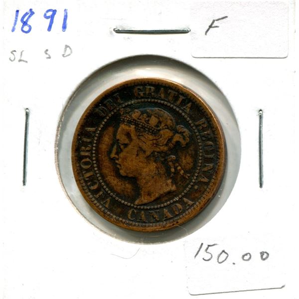 1891 Victoria Large One Cent Coin