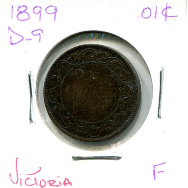 1899 Victoria Large One Cent Coin (F) (D-9)