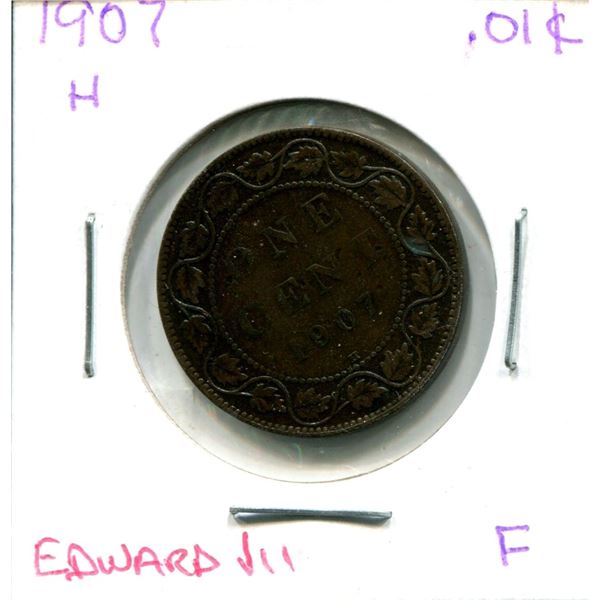 1907-H Edward VII Large One Cent Coin (F)
