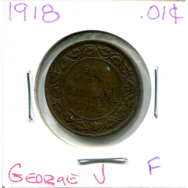 1918 George V One Cent Coin (F)