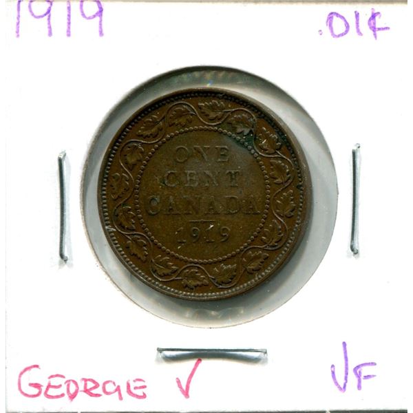 1919 George V One Cent Coin (VF)