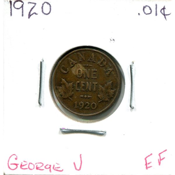 1920 George V One Cent Coin (EF)
