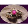 Image 1 : 14K Gold Star Ruby Ring with 16 Diamonds #1612043