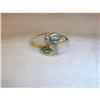 Image 1 : Estate 14K YG Diamond Peridot Blue Topaz Ring #1620100