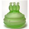 Image 1 : 3 BIRDS Green Satin Glass Figural Powder Jar #1631162