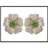 Image 1 : FRENCH DESIGN DIAMOND EMERALD EARRINGS-WERE #1642346