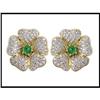 Image 1 : FRENCH DESIGN DIAMOND EMERALD EARRINGS-WERE #1642346