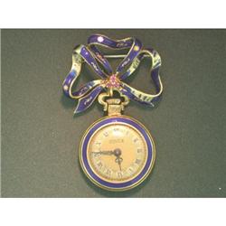 Antique French Ruby 18k Y Gold Pin & Watch #1642521