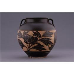 Cizhou Kiln Double-Eared Jar Jar w/ Peony #1642662