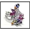 Image 1 : 18K White Gold Multi-Color Sapphire Diamond #1642742