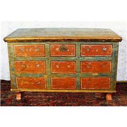 AUTHENTIC PAINTED BLANKET CHEST c. 1800-50 / #1654671