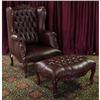 Image 1 : ANTIQUE VICTORIAN WINGBACK CLUB CHAIR & OTTOMAN#1655244