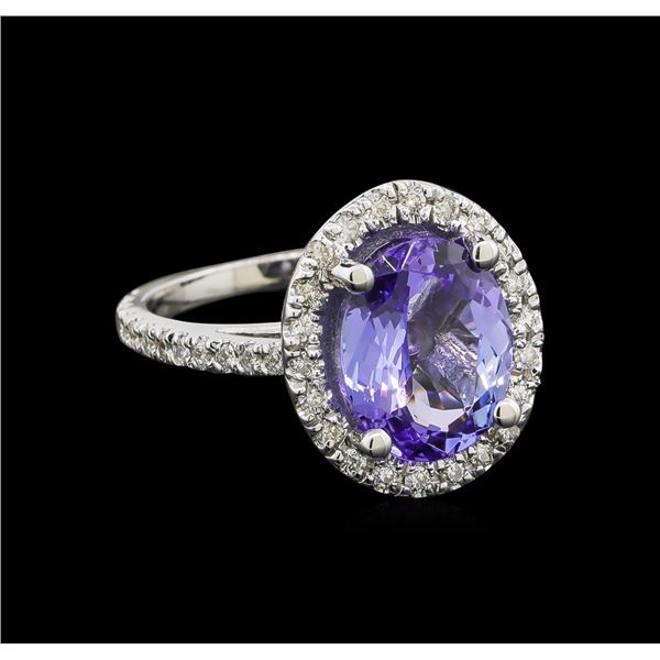 4.6 ctw Tanzanite and Diamond Ring - 14KT White Gold