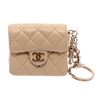 Image 1 : Chanel Beige Leather CC Mademoiselle Mini Flap Charm Key Ring