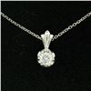 Image 5 : NEW 14k White Gold .45 ctw F VS2 Round Diamond Illusion Solitaire Pendant & Chai