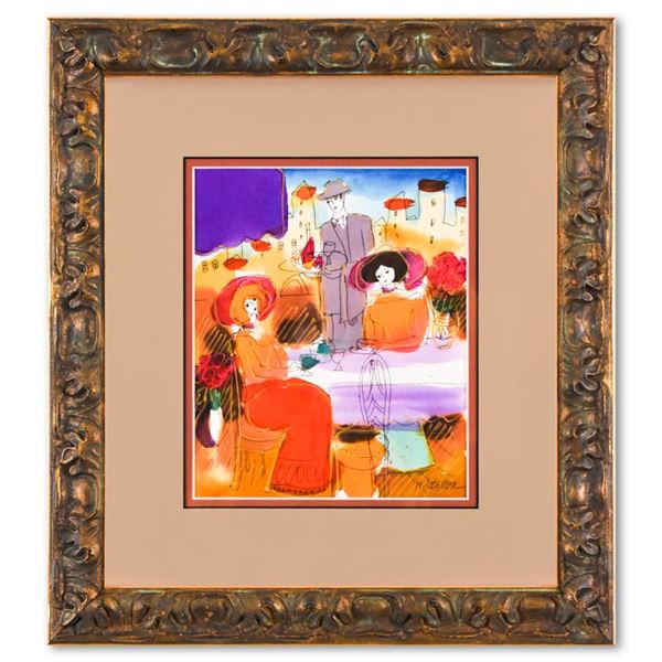 Moshe Leider, Framed Original Mixed Media Watercolor Painting, Hand Signed with