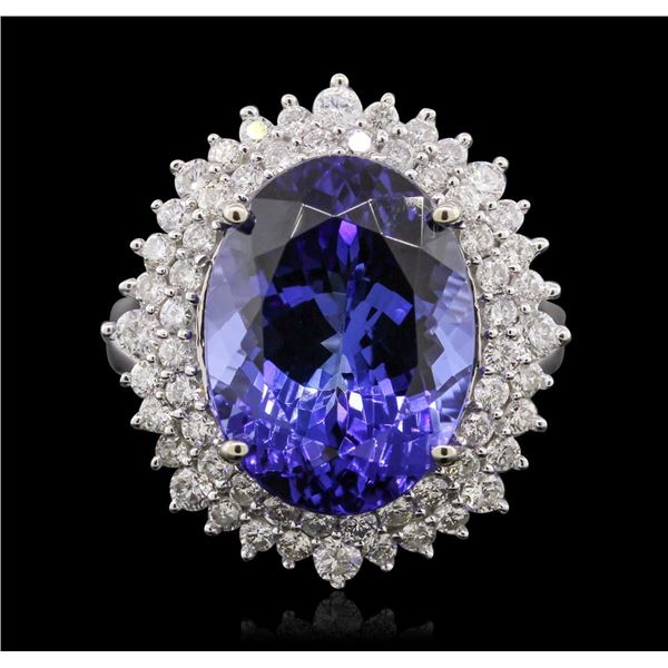 14KT White Gold 11.01 ctw GIA Certified Tanzanite and Diamond Ring