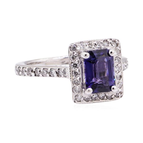 2.21 ctw Blue Sapphire And Diamond Ring - 14KT White Gold