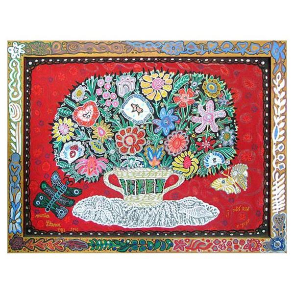 Mania Litvak, "Composition in Red" Hand Signed Limited Edition Serigraph with Le