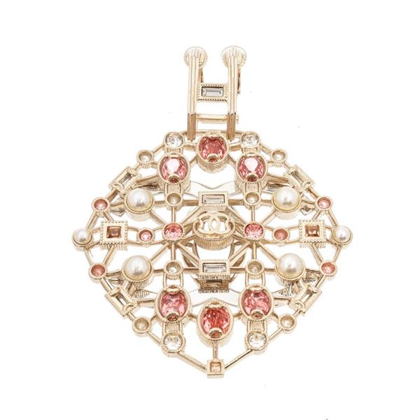 Chanel Large CC Pink Stone Pendant