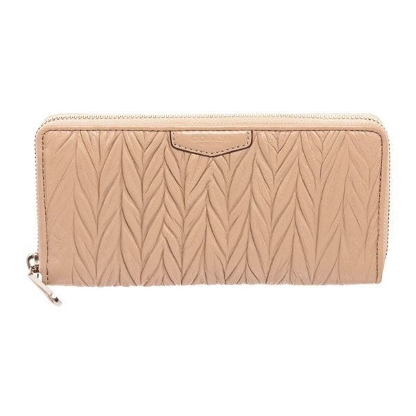 Coach Beige Gathered Leather Zippy Wallet