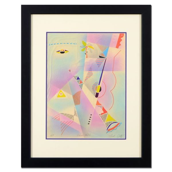 Neal Doty (1941-2016), "Flower Child" Framed Unique Variation Mixed Media Linocu