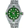 Image 2 : Rolex Ladies Stainless Steel Green Diamond & Emerald 26MM Datejust Wristwatch