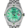 Image 1 : Rolex Mens Stainless Steel Green Mother Of Pearl Diamond Datejust Wristwatch