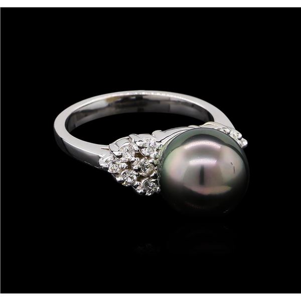 0.33 ctw Pearl and Diamond Ring - 14KT White Gold