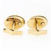 Image 5 : Vintage Men's 14K Yellow Gold Jade Disc Oval Florentine Twisted Wire Cufflinks