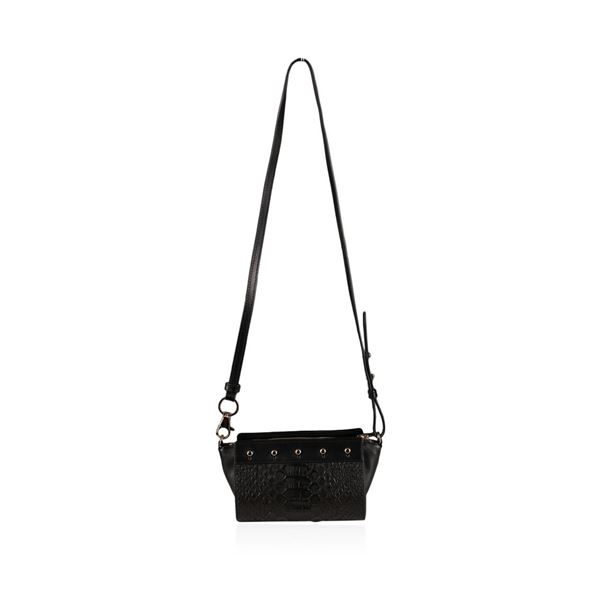 Designer Alexander Wang Convertible Black Python Pelican Sling Bag