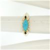 Image 7 : 14k Gold Ribbed Marquise Cabochon Robin Egg Turquoise Solitaire Ring