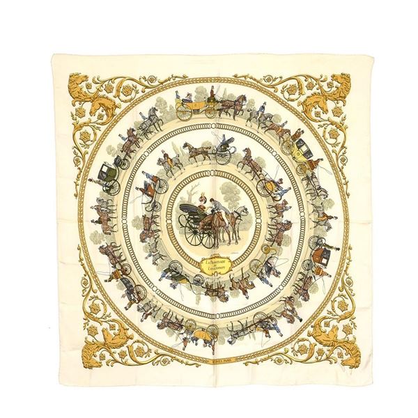 Hermes Beige La Promenade De Longchamps Scarf