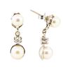 Image 2 : 0.10 ctw Diamond and Pearl Earrings - 14KT White Gold