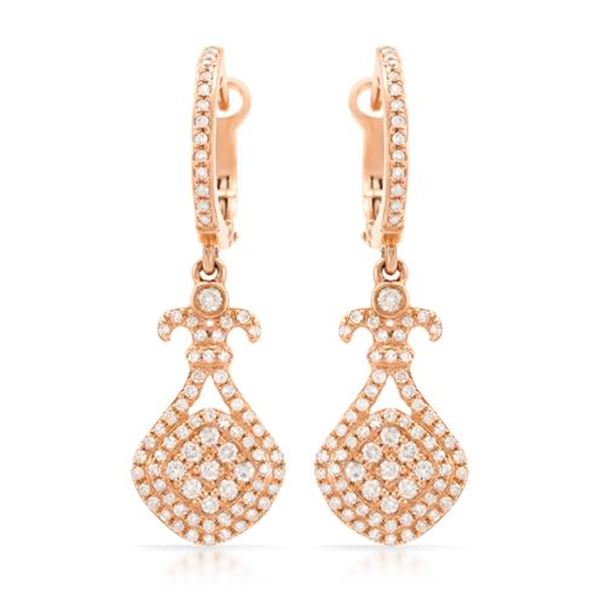 14k Rose Gold 0.75CTW Diamond Earrings, (I1/I)