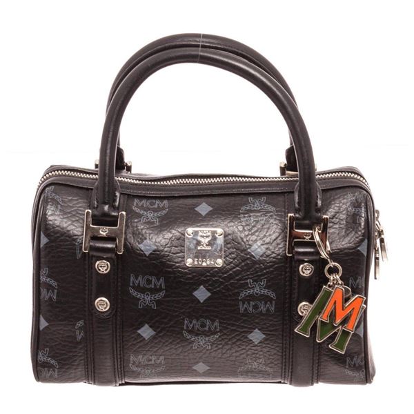 MCM Black Visetos Coated Canvas Boston Shoulder Bag