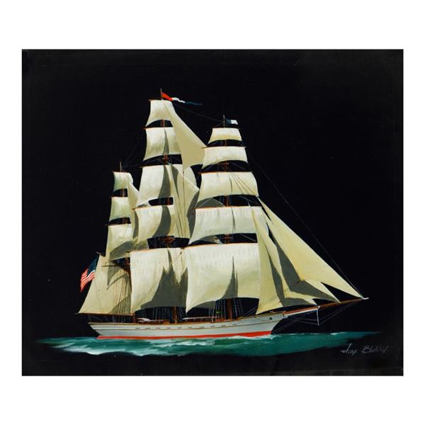 Alex Blokhin, "U.S. Clipper" Original Oil Painting on Canvas, Hand Signed with L