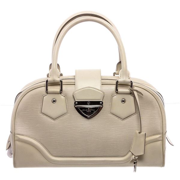 Louis Vuitton White Epi Leather Montaigne Bowling GM Bag