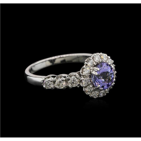 1.33 ctw Tanzanite and Diamond Ring - 14KT White Gold