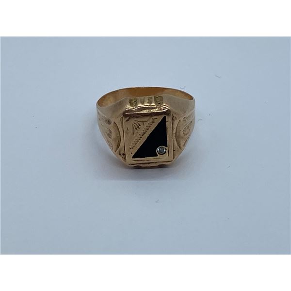 14K SIGNET RING WITH DIAMOND