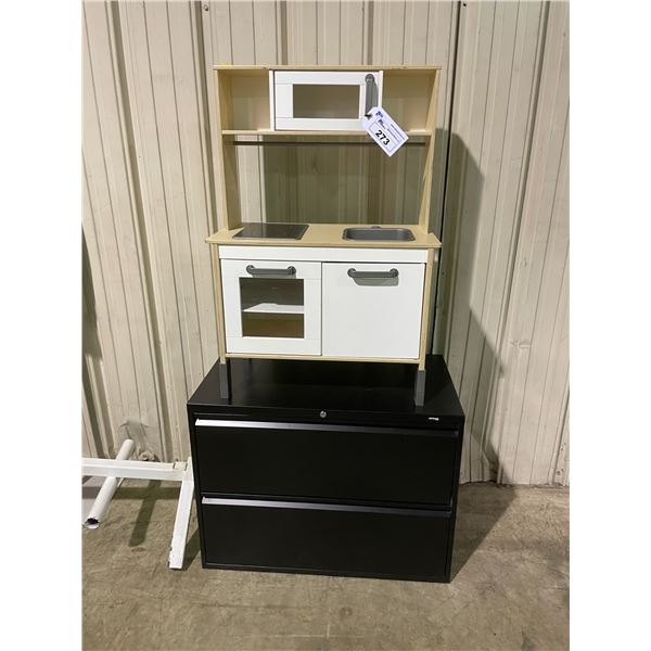 *NL LOC* IKEA CHILDREN'S PLAY KITCHEN & BLACK METAL 2 DOOR LATERAL FILE CABINET