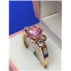 Image 2 : Ladies Pink Topaz Style round cut solitaire ring-size 7.5