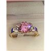 Image 3 : Ladies Pink Topaz Style round cut solitaire ring-size 7.5