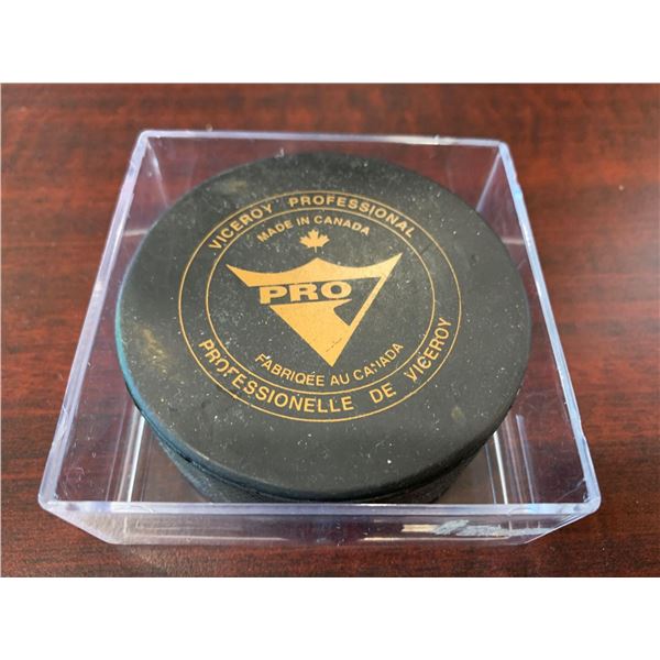 Signed Hockey Puck Yvon Cournyor Montreal Canadiens