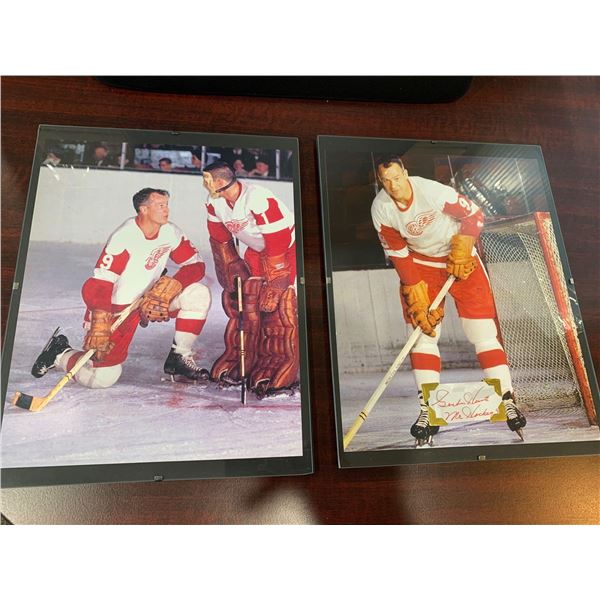 Lot of 2 Gordie Howie Pictures, framed one with original autograph from book
