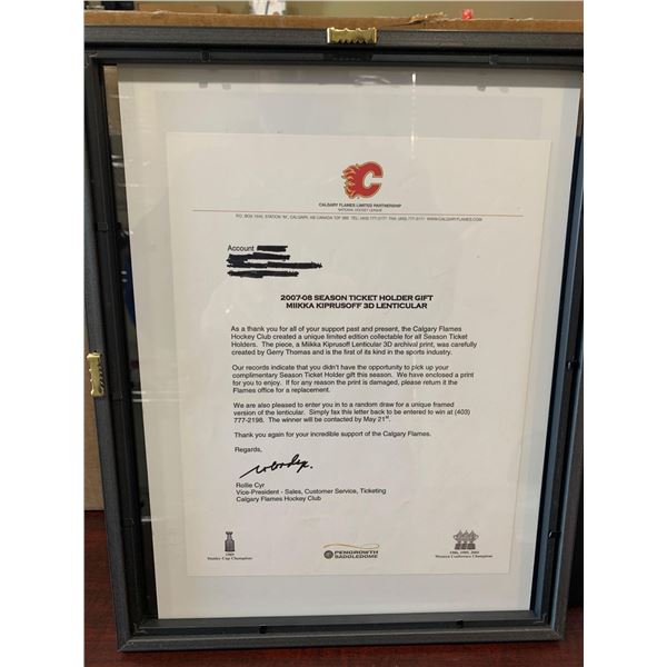 2007-08 Season Ticket Holder Gift Miikka Kiprusoff 3D Lenticular Picture