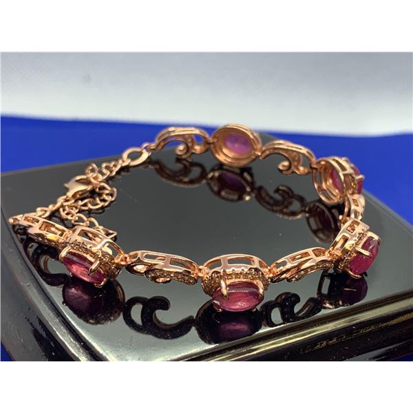 Appraised at $1300 - Ladies 925 Silver Natural Ruby 6.75 carat Bracelet